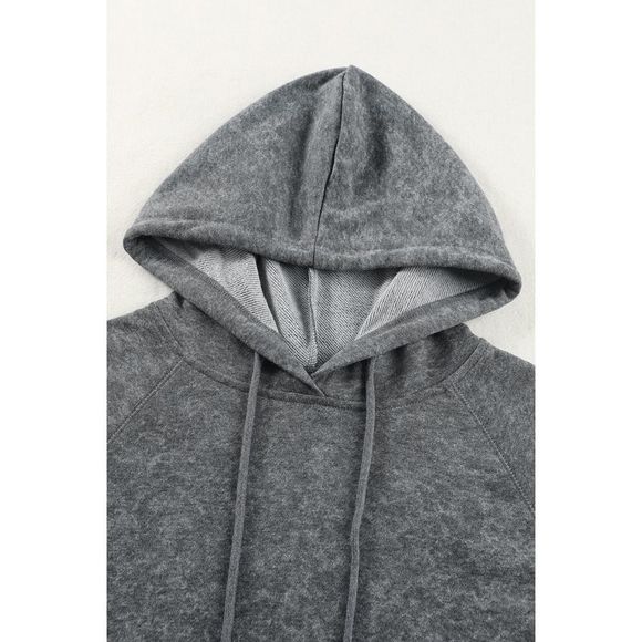 Azura Exchange  Gray Mineral Wash Kangaroo Pocket Drawstring Pullover Hoodie - Picture 15 of 15